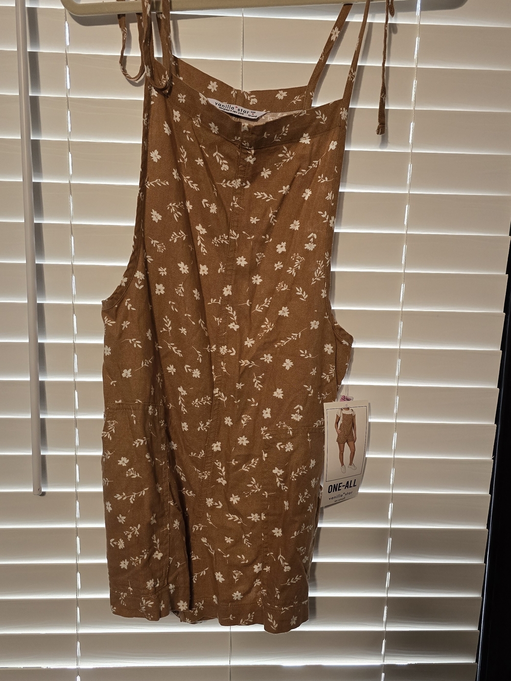 Vanilla Star Brown Floral Tie-Shoulder Jumpsuit